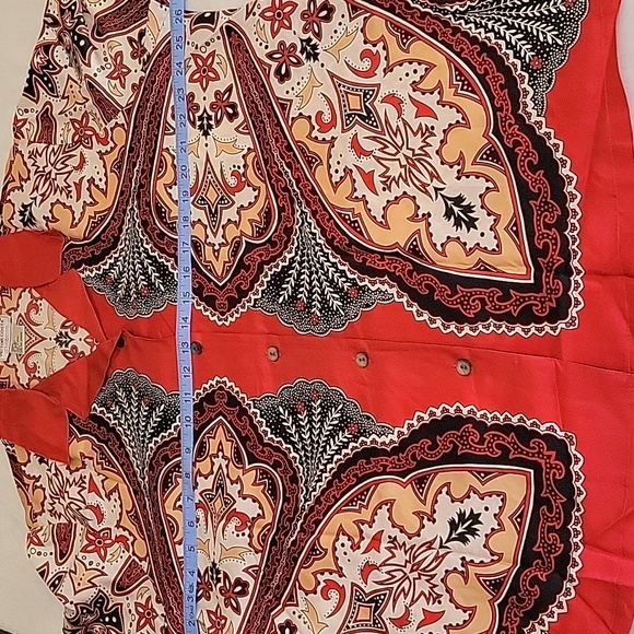 Victor Costa Vintage 100% Silk Occasion Red and Cream Paisley Shirt size 1X - Picture 8 of 15